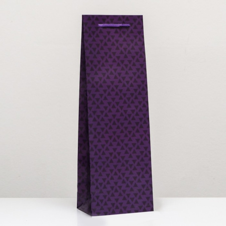 Пакет подарочный "Треугольники на фиолетовом" 12 х 36 х 8,5 см